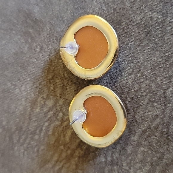 3/$20 Vtg Faceted Acrylic Peach Gemstone Post Earrings FLAWED - Picture 4 of 7